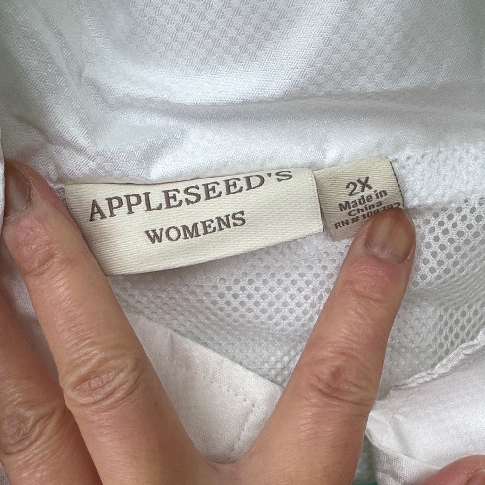 NEW Appleseed’s White nylon retractable Hooded Windbreaker Jacket women’s 2X - Picture 4 of 12